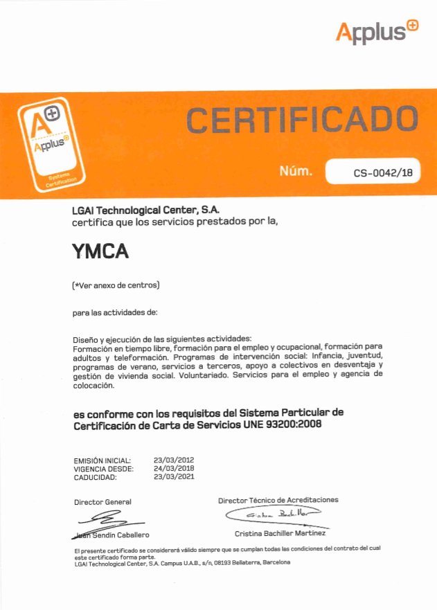 Certificado Carta de servicios
